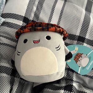 Squishmallows Shark with Plaid Orange Hat